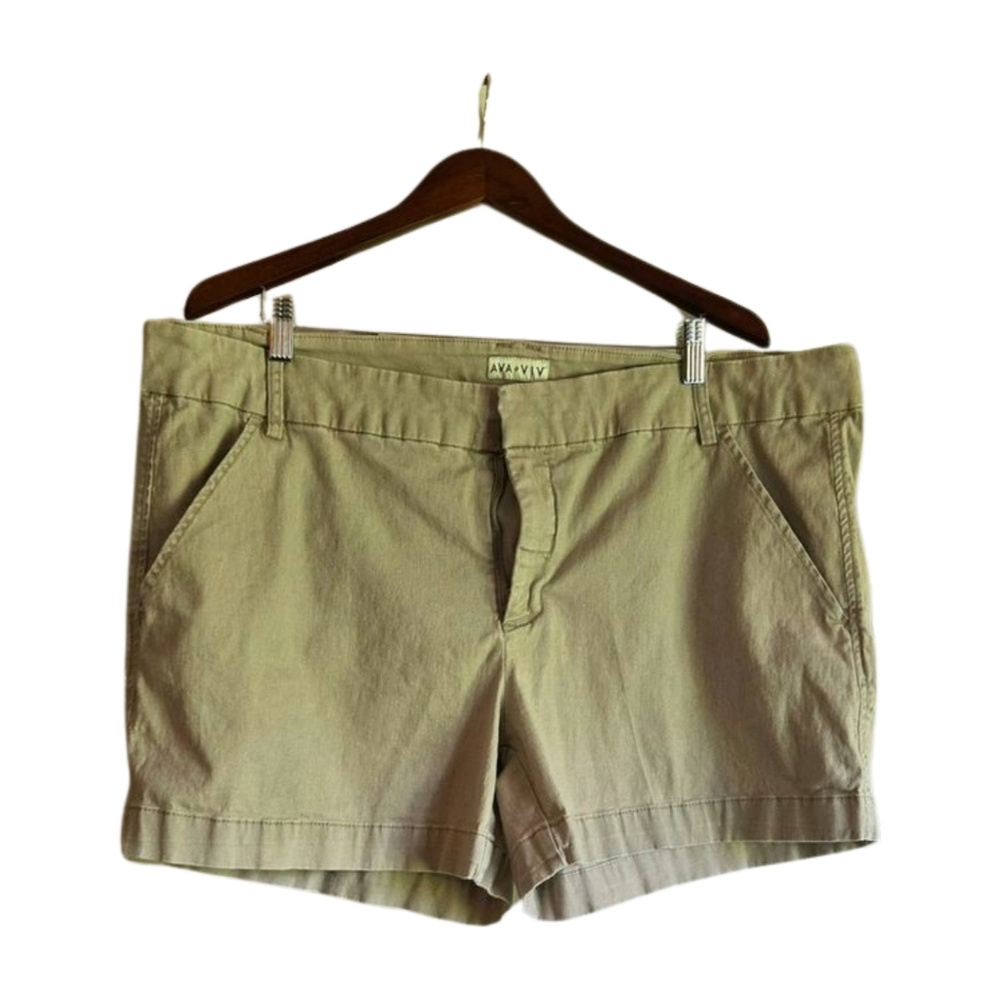 Ava & Viv Women's Plus Tan Shorts Khaki Chino 24W